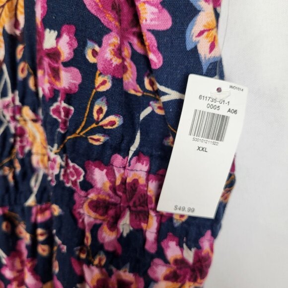 Old Navy Dark Floral Dress Women's 2XL Pink Black Fairy Sleeveless Whimsigoth - Picture 8 of 12